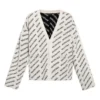 Cardigan à logo intégral « Chalky White Black » 736248T32339054