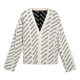 Cardigan à logo intégral « Chalky White Black » 736248T32339054