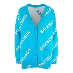 Cardigan à monogramme et logo, coupe ample « Bleu » 625330T31784661