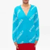 Cardigan à monogramme et logo, coupe ample « Bleu » 625330T31784661