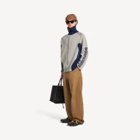 Cardigan zippé en maille pour homme, gris/bleu marine