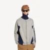 Cardigan zippé en maille pour homme, gris/bleu marine