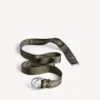 Ceinture à anneau en D pour homme, couleur kaki/gris