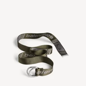 Ceinture à anneau en D pour homme, couleur kaki/gris