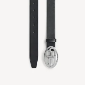 Ceinture ovale BB pour homme, noire