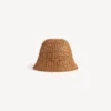 Chapeau bob en raphia pour femme, couleur beige