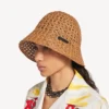 Chapeau bob en raphia pour femme, couleur beige