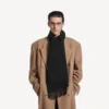 Écharpe à franges pour homme, noire