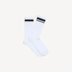 Chaussettes pour homme avec logo, blanches/noires