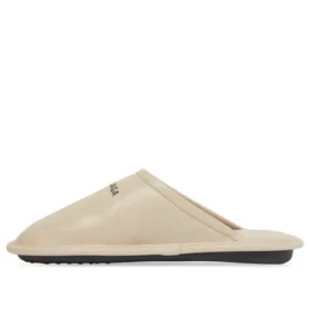 Chaussons d&rsquo;intérieur en cuir de veau « Beige » 736288WB7212010