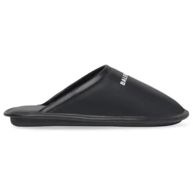 Chaussons d&rsquo;intérieur en cuir de veau « Noir »  736288WB7211090