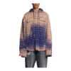 Chemise à capuche à manches longues à carreaux délavés « Purple Beige » 699223TMM095212