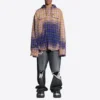 Chemise à capuche à manches longues à carreaux délavés « Purple Beige » 699223TMM095212