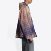Chemise à capuche à manches longues à carreaux délavés « Purple Beige » 699223TMM095212