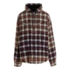 Chemise à capuche à manches longues à carreaux délavés « Rouge Blanc Noir » 699223TMM059783