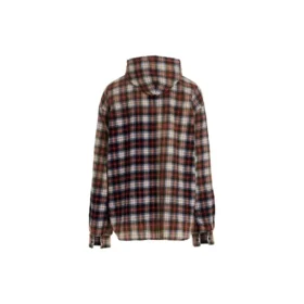 Chemise à capuche à manches longues à carreaux délavés « Rouge Blanc Noir » 699223TMM059783