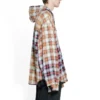 Chemise à capuche à manches longues à carreaux délavés « Rouge Blanc Noir » 699223TMM059783