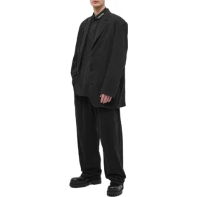Chemise à col logo, manches longues et boutons « Noir » 671586TYB181000