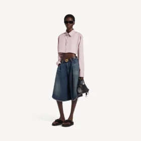 Chemise courte pour femme, rose poudré