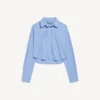 Chemise courte rayée pour femme, bleu/bleu marine Chemise courte rayée pour femme, bleu/bleu marine