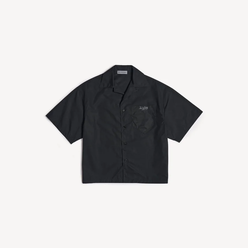 Chemise de bowling à manches courtes pour homme, style « sketchy », en noir Chemise de bowling à manches courtes pour homme, style « sketchy », en noir