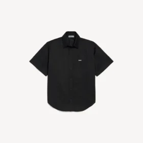 Chemise de travail à manches courtes pour homme, noire