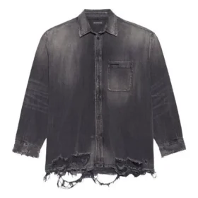Chemise en Denim déchiré SS21 pour homme, noire 657610TBP191090