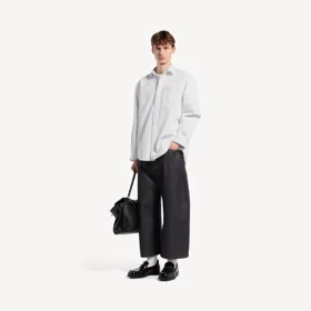 Chemise en denim à manches longues pour homme, blanche
