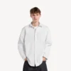 Chemise en denim à manches longues pour homme, blanche Chemise en denim à manches longues pour homme, blanche