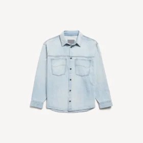 Chemise en denim à manches longues pour homme, bleu clair