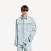 Chemise en denim à manches longues pour homme, bleu clair Chemise en denim à manches longues pour homme, bleu clair