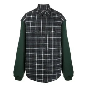 Chemise en flanelle à carreaux et empiècements « Green » 658936TCM013064
