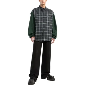 Chemise en flanelle à carreaux et empiècements « Green » 658936TCM013064