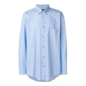 Chemise en popeline de coton avec logo dans le dos « Light Blue » 508465TWB044850