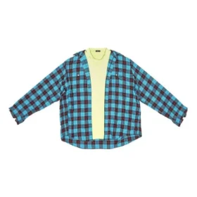 Chemise et T-shirt à carreaux en trompe-l&rsquo;œil « Bleu-Jaune néon » 699371TMM116305