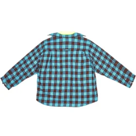 Chemise et T-shirt à carreaux en trompe-l&rsquo;œil « Bleu-Jaune néon » 699371TMM116305