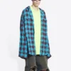 Chemise et T-shirt à carreaux en trompe-l&rsquo;œil « Bleu-Jaune néon » 699371TMM116305