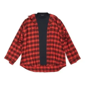 Chemise et T-shirt à carreaux « Trompe-l’œil » « Red Navy » 699371TNM256167