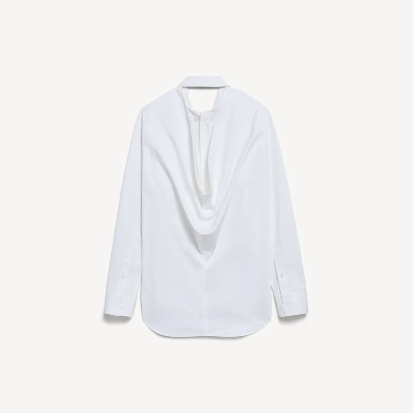 Chemise femme à dos drapé, blanche Chemise femme à dos drapé, blanche