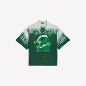 Chemise homme à manches courtes « Extreme Tie Dye » style bowling, vert/blanc