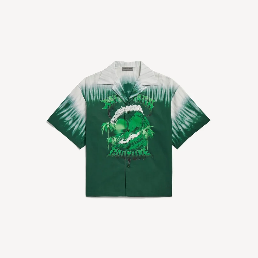 Chemise homme à manches courtes « Extreme Tie Dye » style bowling, vert/blanc Chemise homme à manches courtes « Extreme Tie Dye » style bowling, vert/blanc
