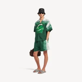 Chemise homme à manches courtes « Extreme Tie Dye » style bowling, vert/blanc