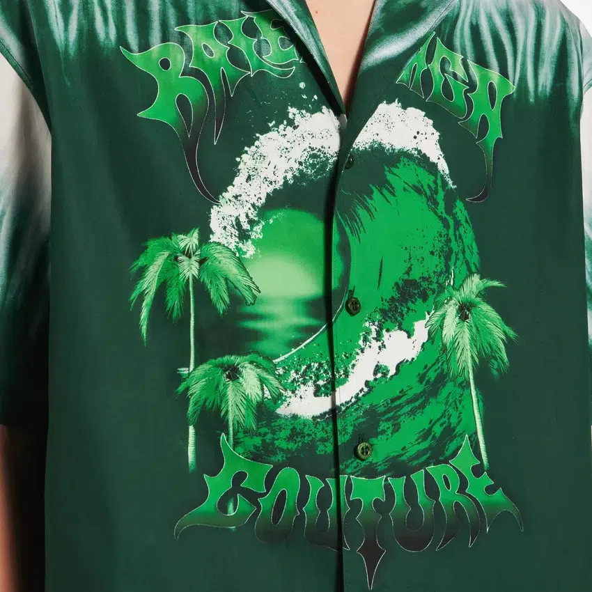 Chemise homme à manches courtes « Extreme Tie Dye » style bowling, vert/blanc Chemise homme à manches courtes « Extreme Tie Dye » style bowling, vert/blanc