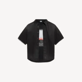 Chemise hybride en Denim « The Door » à manches courtes pour homme, couleur noire