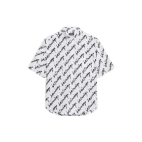 Chemise à manches courtes avec motifs griffonnés sur toute la surface « Blanc Noir » 681702TLLJ49040