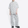 Chemise à manches courtes avec motifs griffonnés sur toute la surface « Blanc Noir » 681702TLLJ49040