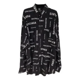 Chemise à manches longues en viscose à motif intégral, coupe ample « Noir » 658956TPLB41070