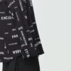 Chemise à manches longues en viscose à motif intégral, coupe ample « Noir » 658956TPLB41070