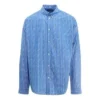 Chemise à manches longues à fines rayures et logo sur toute la surface « Bleu » 662983TGLB95531