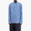Chemise à manches longues à fines rayures et logo sur toute la surface « Bleu » 662983TGLB95531